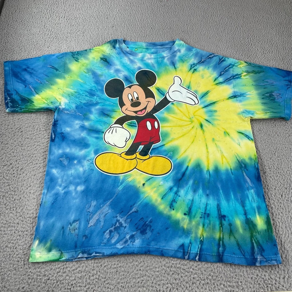 Vintage 90s Mickey Mouse Tie Dye Swirl Shirt 2XL‎ Mickey Unlimited Clean Disney